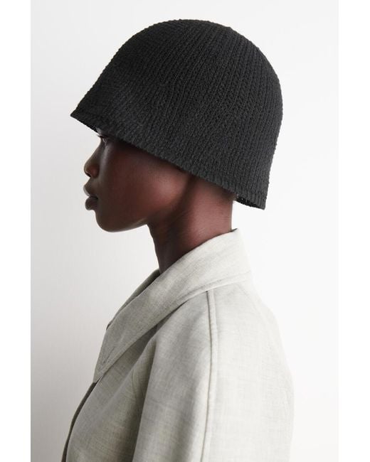 COS Black Open-Knit Bucket Hat