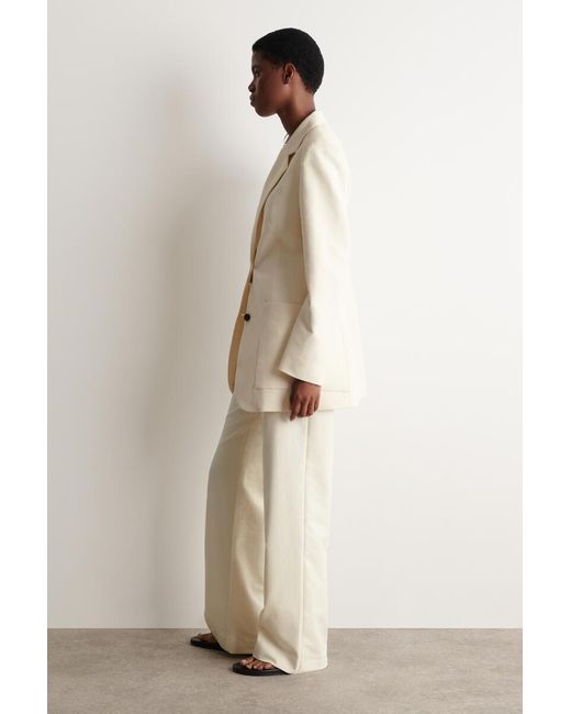 COS Natural Textured Slim Straight-Leg Pants