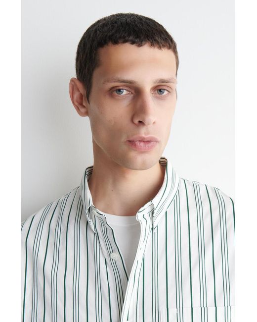 COS White Oversized Striped Cotton-Poplin Shirt for men