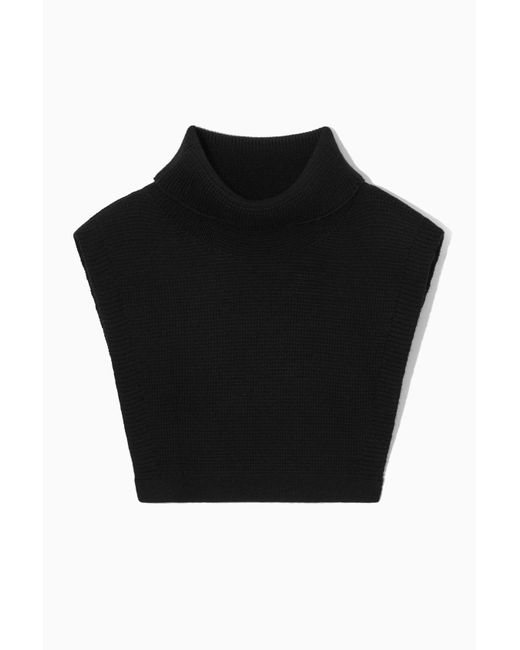 COS Black Wool Rollneck Collar for men