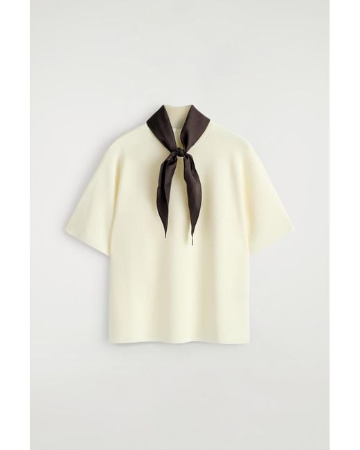 COS Natural Scarf-Detail Merino Wool T-Shirt