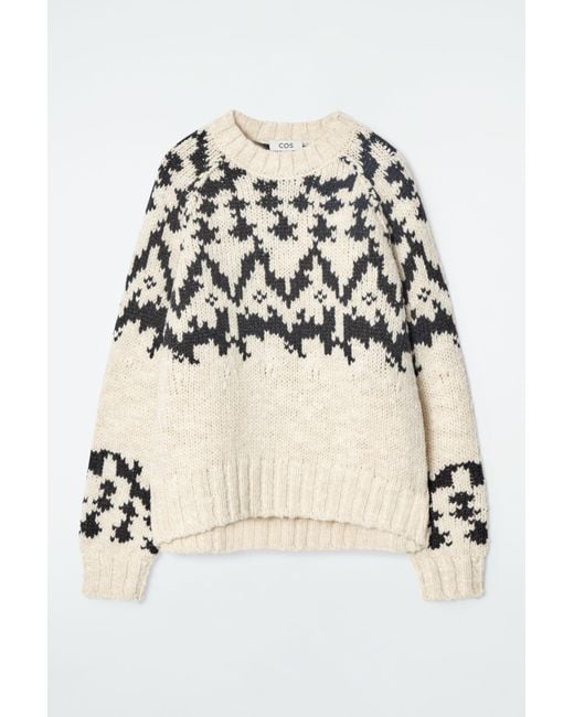 COS White Fair-isle Wool Jumper