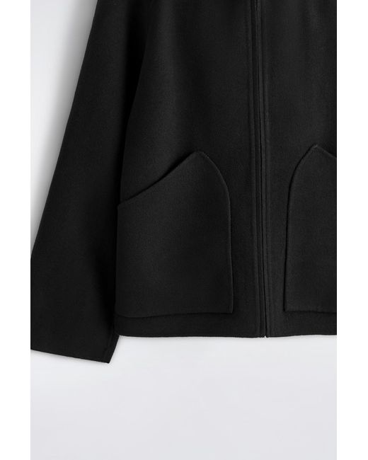 COS Black Double-Faced Wool Zip-Up Hoodie for men