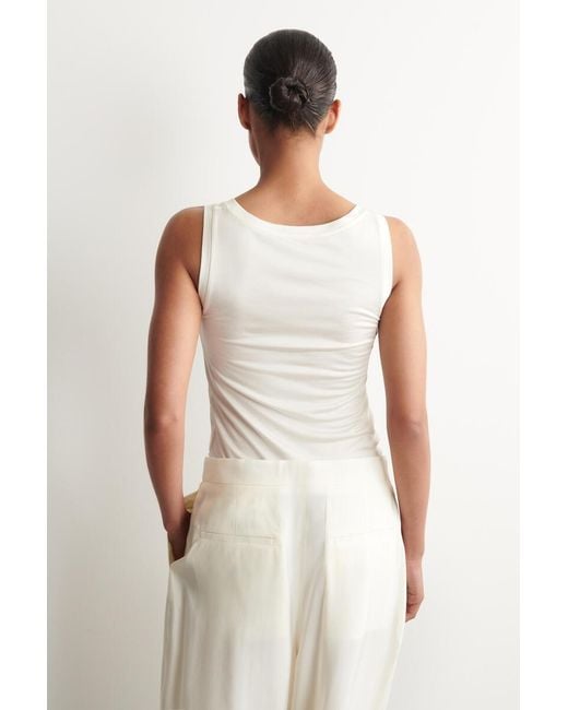 COS White Scoop-Neck Silk-Jersey Tank Top