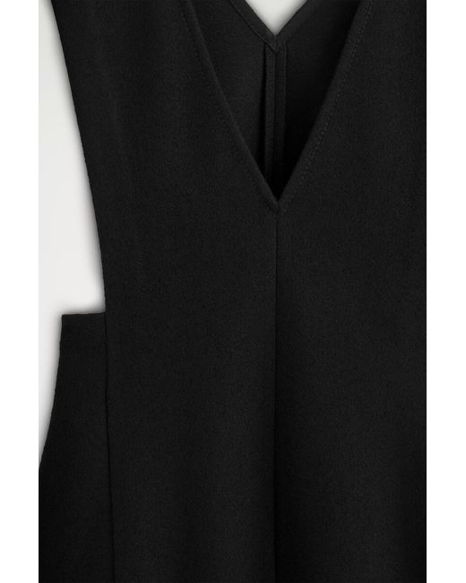 COS Black Boiled Wool-Blend Mini Pinafore Dress