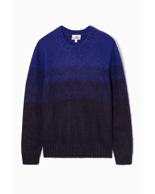 COS Blue Colour-block Mohair-blend Sweater for men
