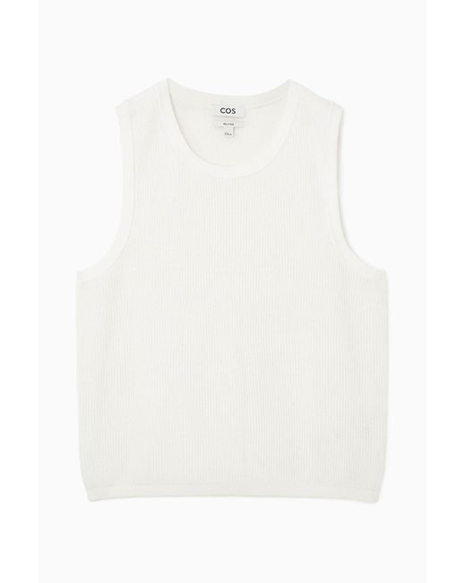 COS White Textured Knitted Vest for men