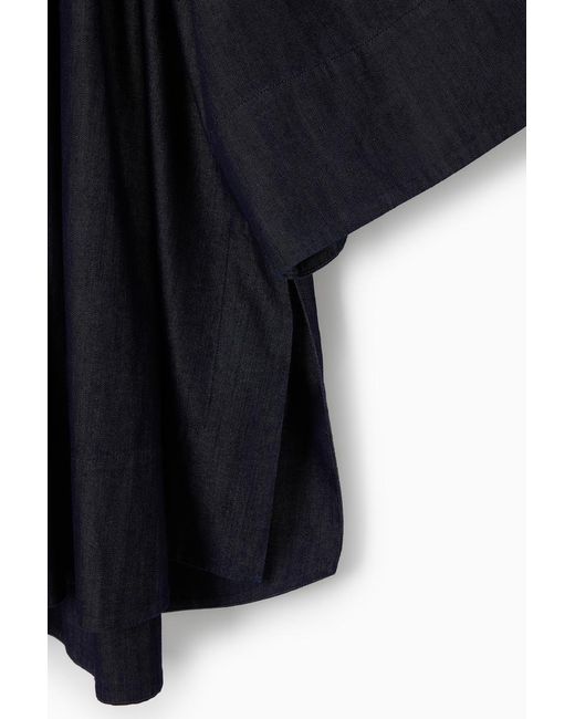 COS Blue Oversized Denim Off-the-shoulder Blouse