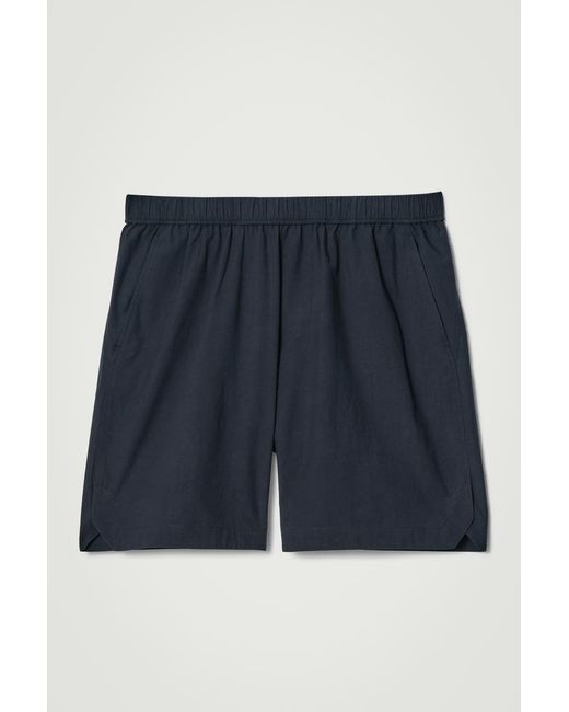 COS Blue Pima Cotton Elasticated Shorts for men