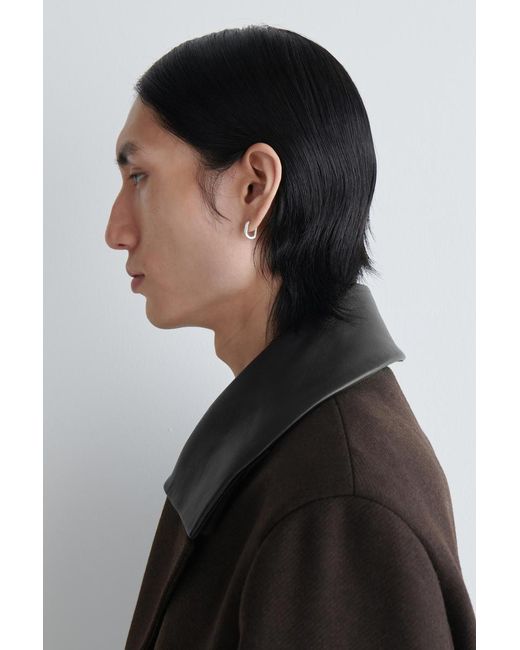 COS Gray Faceted Huggie Hoop Earrings for men