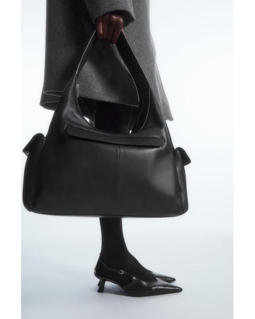 COS Black Pocket Shoulder Bag - Leather