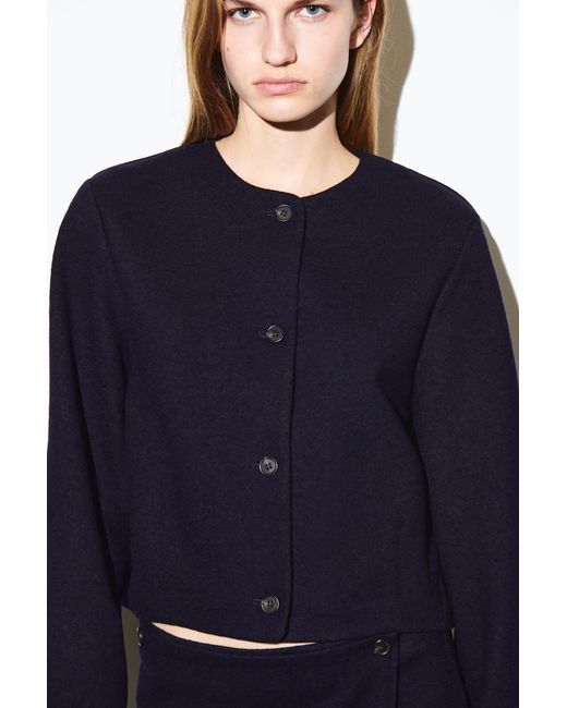 COS Blue Boiled Merino Wool Cardigan