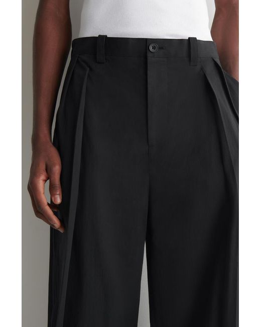 COS Black Cotton Relaxed Wide-Leg Drawstring Pants for men