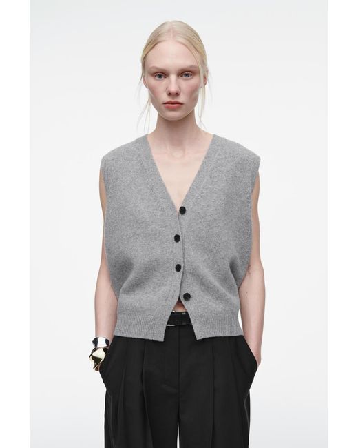 COS Weste Aus Merinowolle Mit V-Ausschnitt in Grau Lyst DE