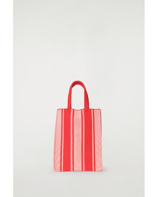 COS Red Mini Striped Tote Bag