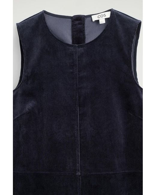 COS Blue A-Line Corduroy Midi Dress
