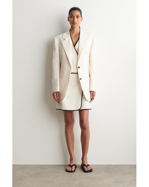 COS Natural Contrast-Trimmed Wrap Waistcoat