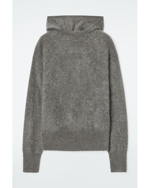COS Gray Kapuzenpullover Aus Reinem Kaschmir