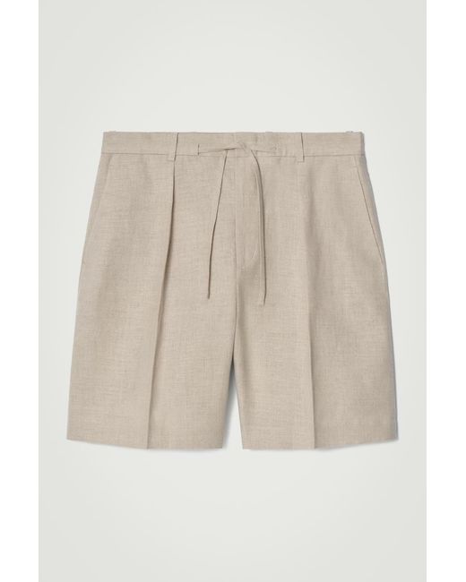 COS Natural Tailored Drawstring Linen Shorts for men