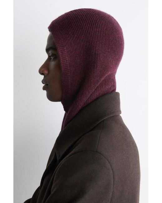 COS Purple Ribbed Wool-Cashmere Balaclava
