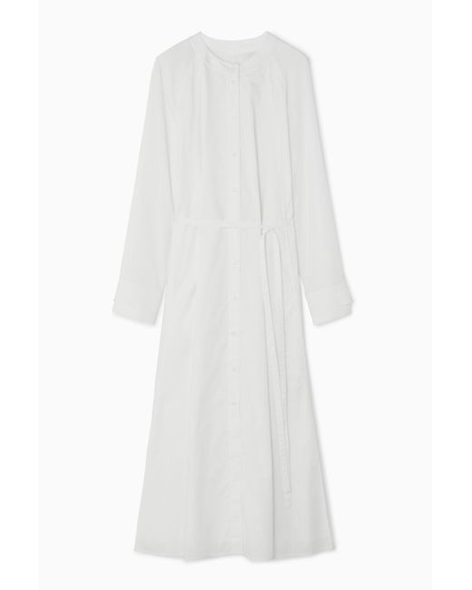 COS White Collarless Maxi Shirt Dress