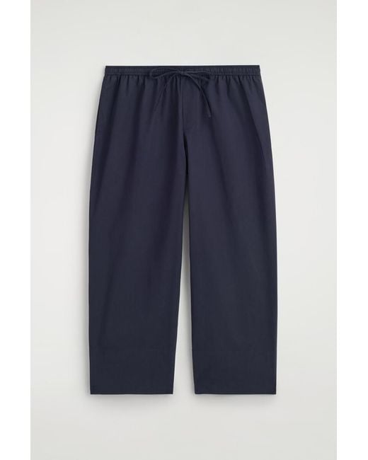 COS Blue Cotton Straight-Leg Drawstring Pants