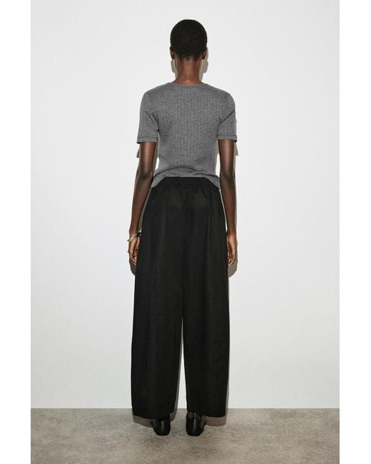 COS Black Elasticated Barrel-Leg Trousers