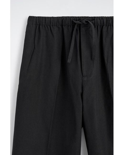 COS Black Barrel-Leg Drawstring Pants for men
