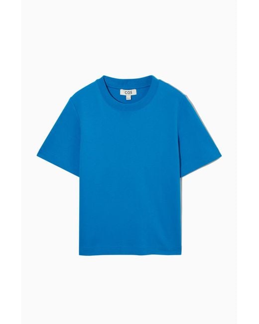 COS Cotton Boxy-fit Heavyweight T-shirt in Blue | Lyst