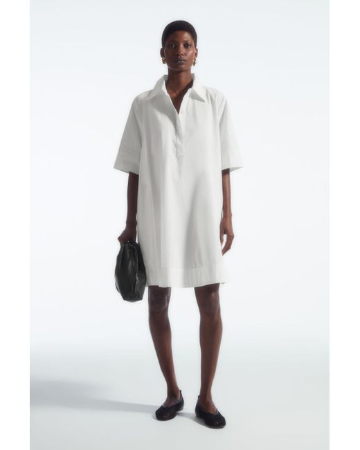 COS White A-line Mini Shirt Dress