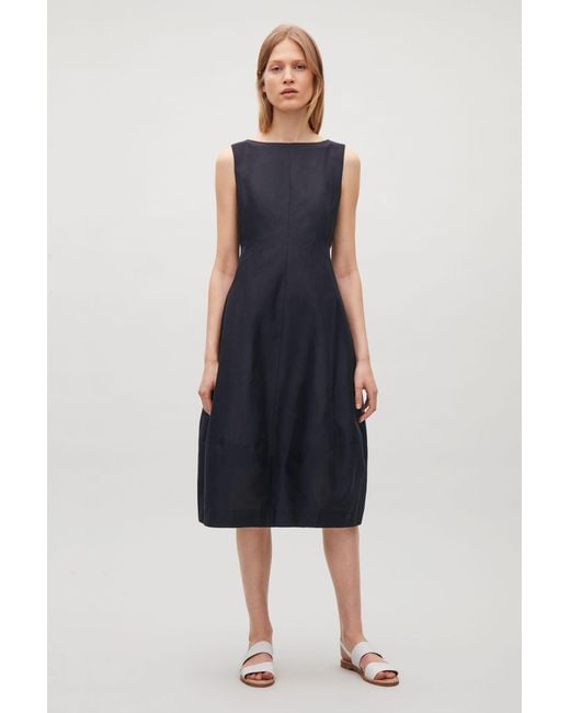 COS Blue Sleeveless Dress With Cocoon Skirt