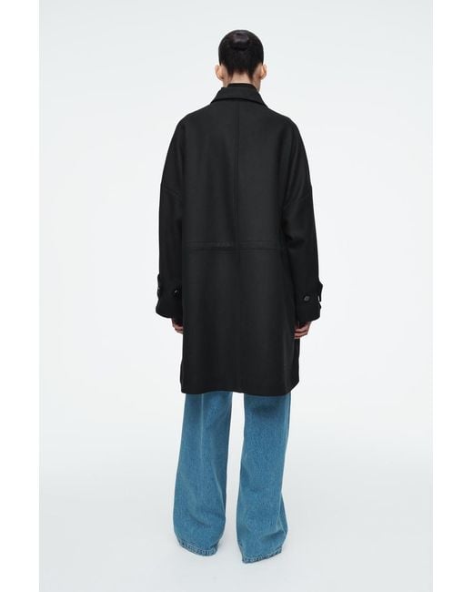 COS Black Oversized Wool Workwear Coat