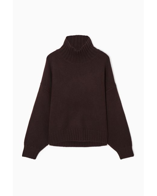 COS Brown Chunky Pure Cashmere Turtleneck Sweater