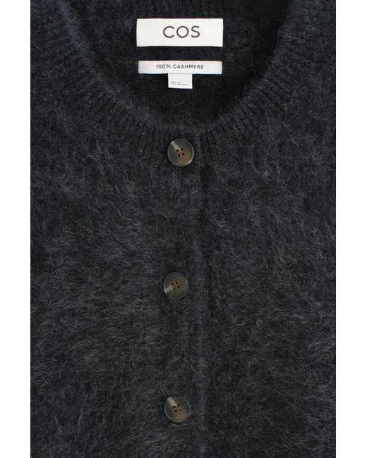 COS Blue Brushed-Cashmere Crew-Neck Cardigan
