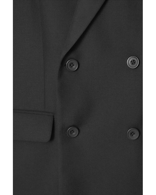 COS Gray Relaxed Double-breasted Wool Blazer for men