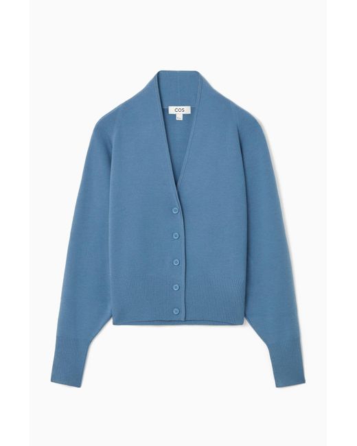COS Blue Waisted Knitted Cardigan