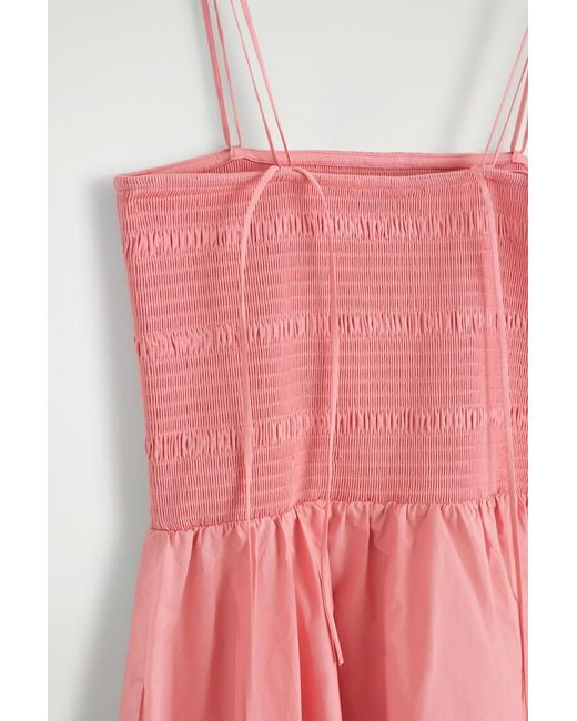 COS Pink Smocked Midi Dress