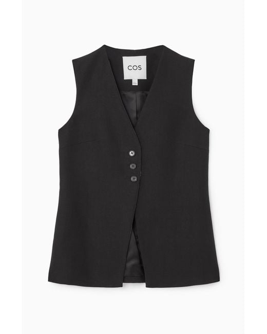 COS Black Longline Linen-blend Vest