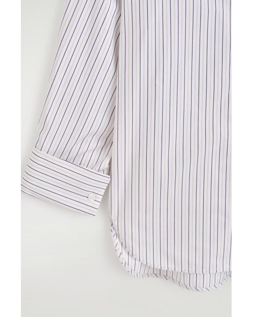 COS White Cutaway-Collar Striped Cotton-Blend Shirt