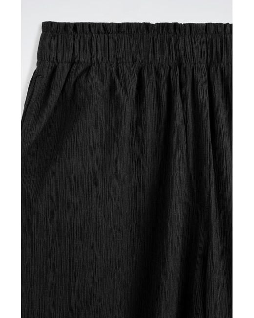 COS Black Crinkled-Jersey Wide-Leg Pants