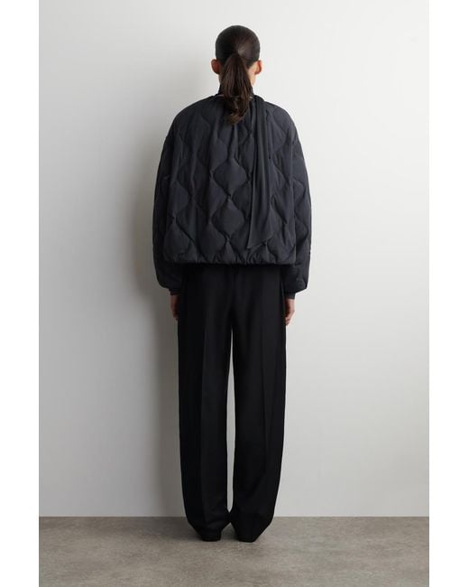 COS Blue Gathered Quilted Down Jacket
