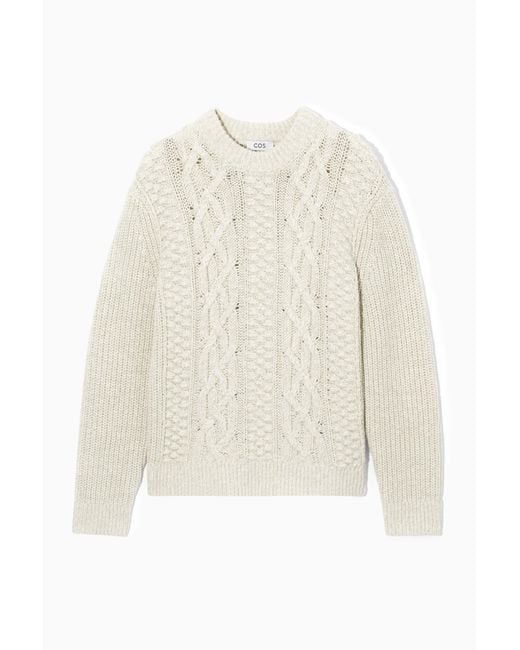 COS White Cable-knit Wool Jumper for men