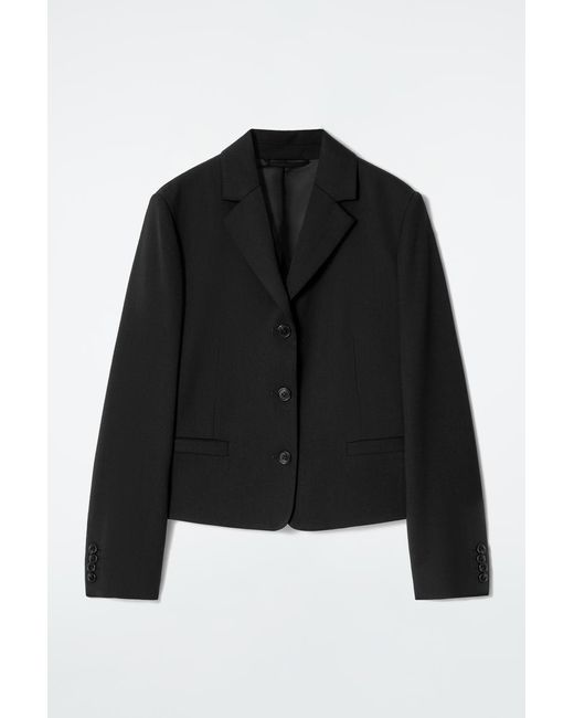 COS Black Short Wool Blazer