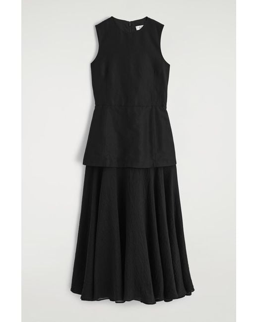 black layered midi dress Baltic Born Womens Sylvie Tiered Midi Dress | Black Multi