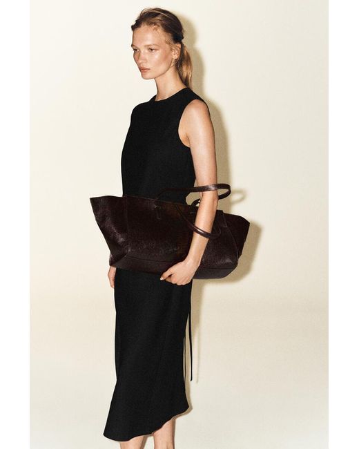 COS Black Bias-Cut Linen-Blend Midi Dress