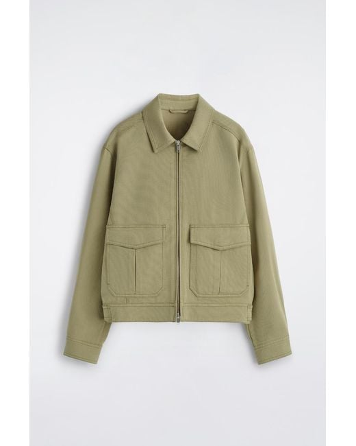 COS Green Cotton-Blend Zip-Up Utility Jacket for men