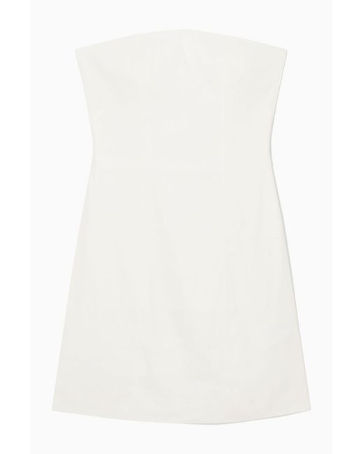 COS White Linen-blend Mini Bustier Dress