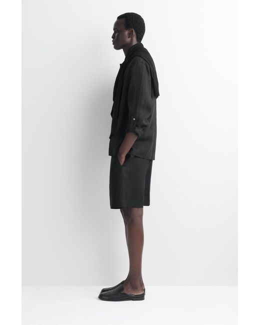 COS Black Tailored Linen Shorts for men