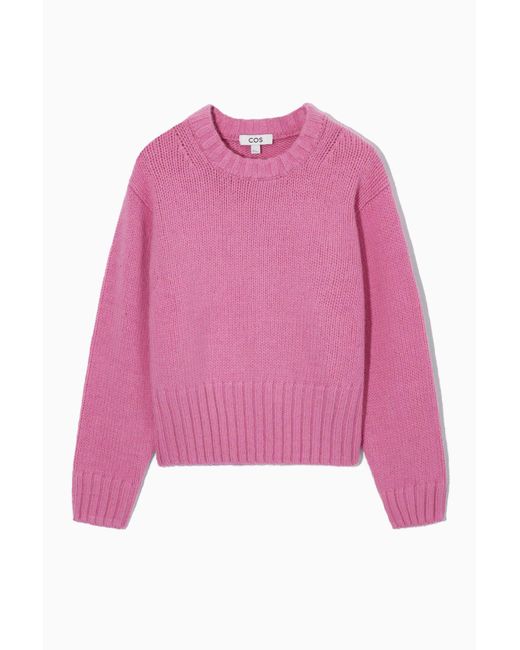 COS Pink Relaxed-fit Cropped Wool-blend Sweater
