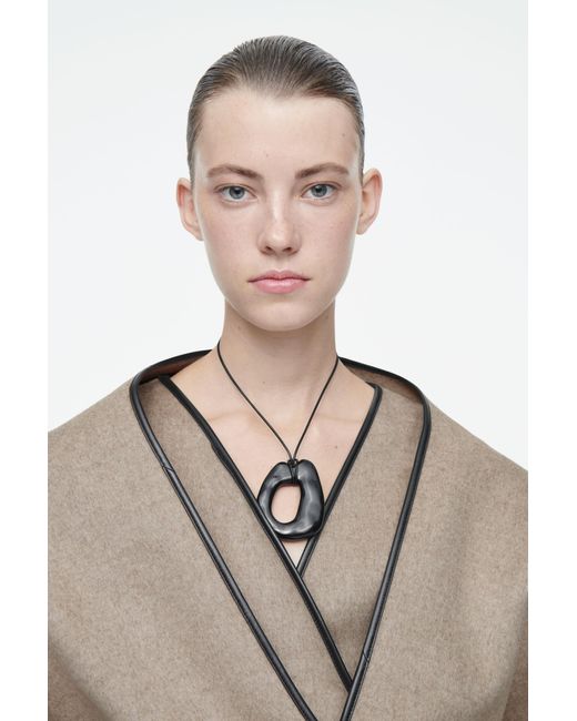 COS Black Molten Pendant Necklace